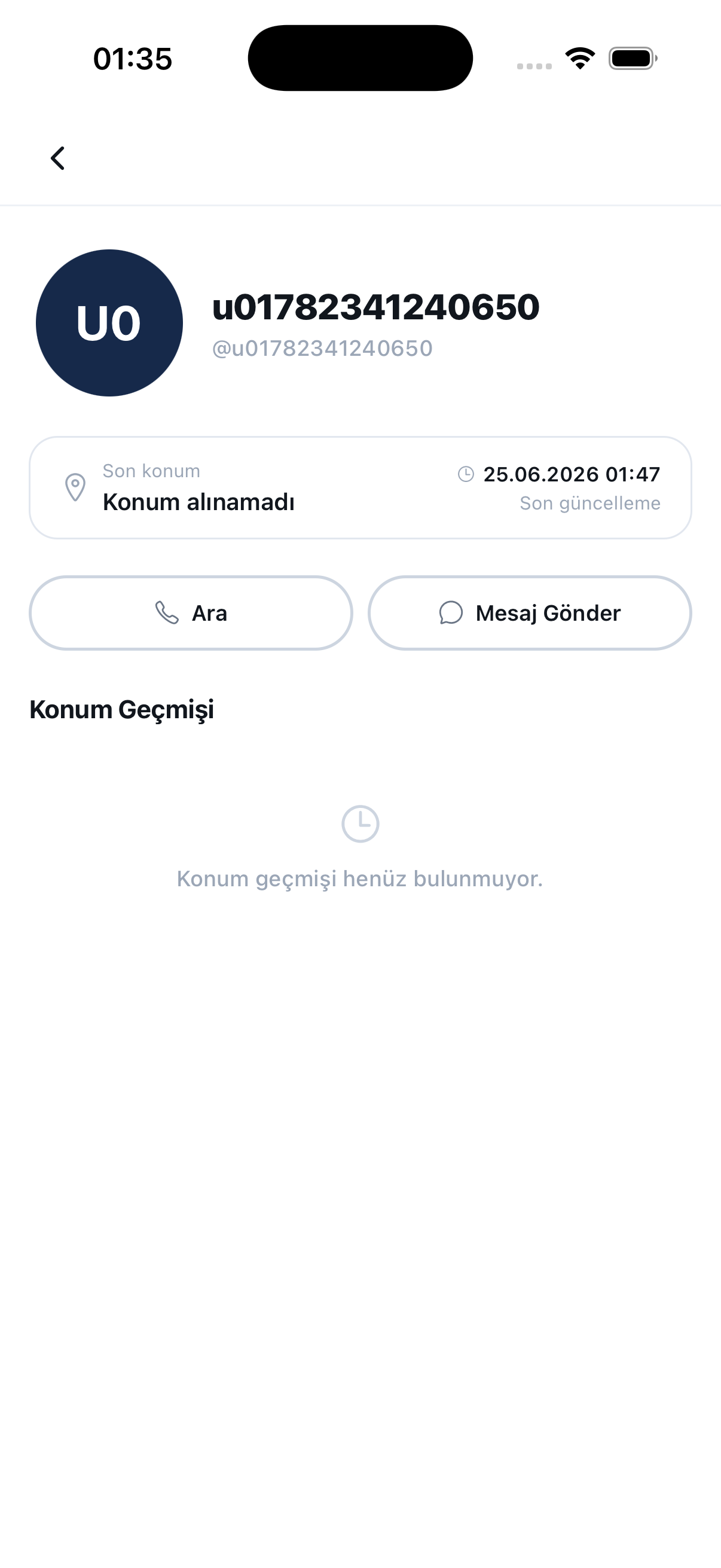 Hatt grup üyesi konum ekranı