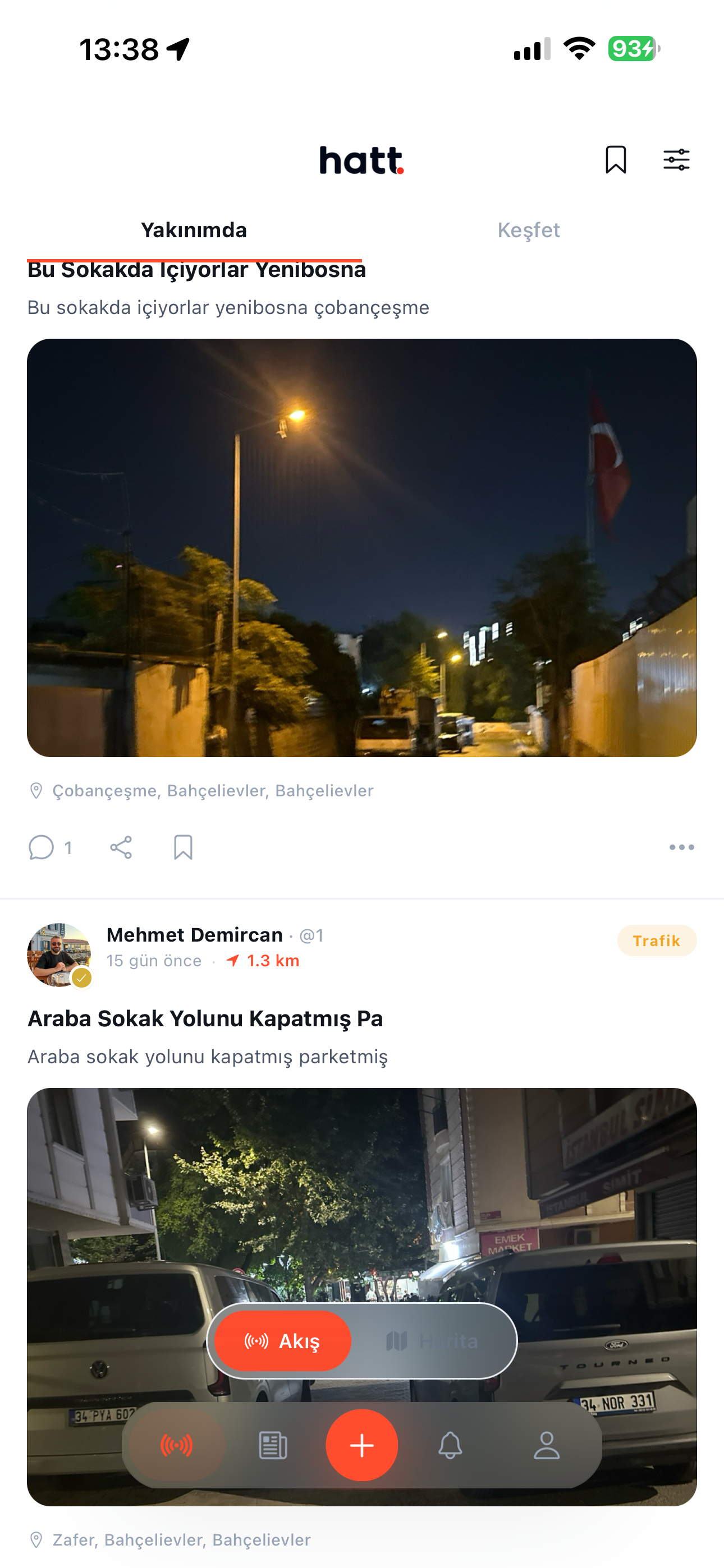 Hatt yakınımda akışı ekran görüntüsü